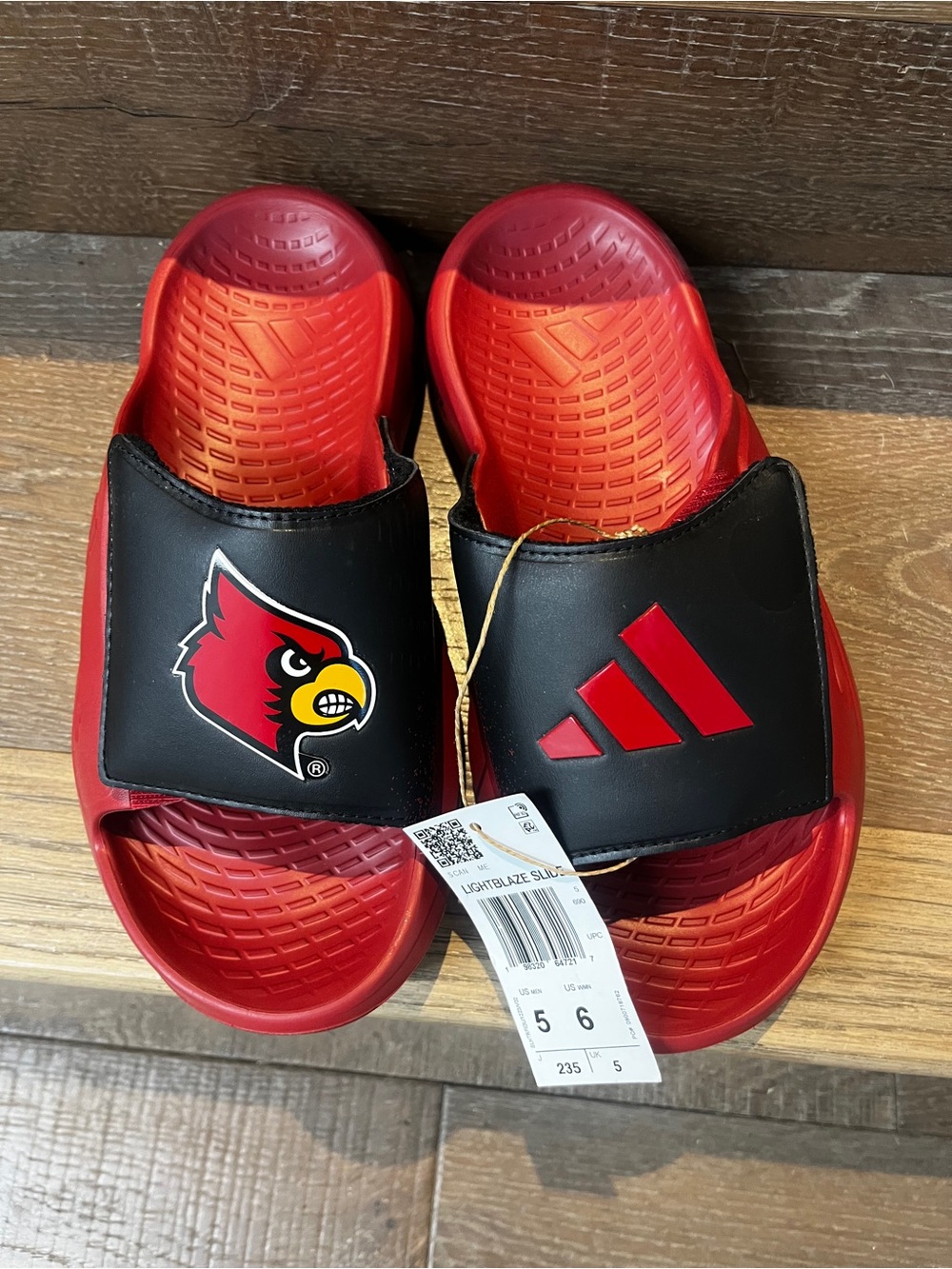 Adidas Louisville Cardinals Lightblaze Comfort Slides Sandals Mens Size 5 NWOT
